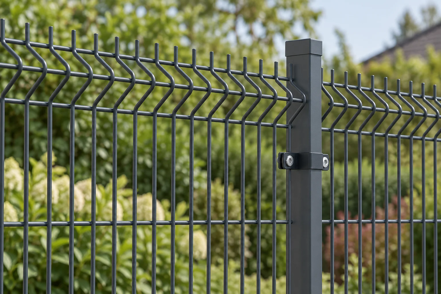 Nahaufnahme der oberen Sicke einer anthrazitfarbenen 3D-Matte - Visualisierung